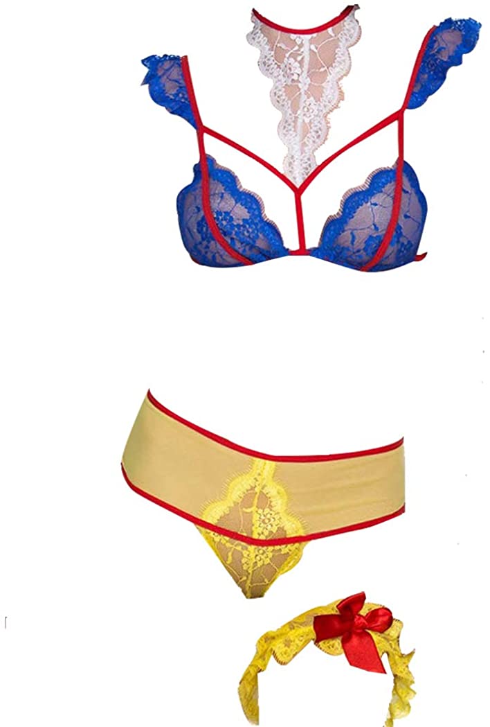 Price:$15.99 Sexy Princess Lingerie Costume Kawaii Anime Cosplay Bikini See Through Lace Bra and Panty Set Naughty Roleplay: Clothing, Shoes & Jewelry