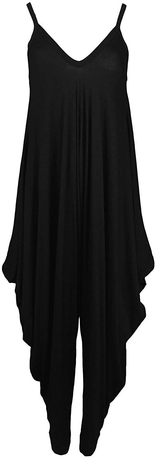 Price:$15.99 Women Lagenlook Cami Strappy Baggy Harem Jumpsuit Dress : Clothing, Shoes & Jewelry
