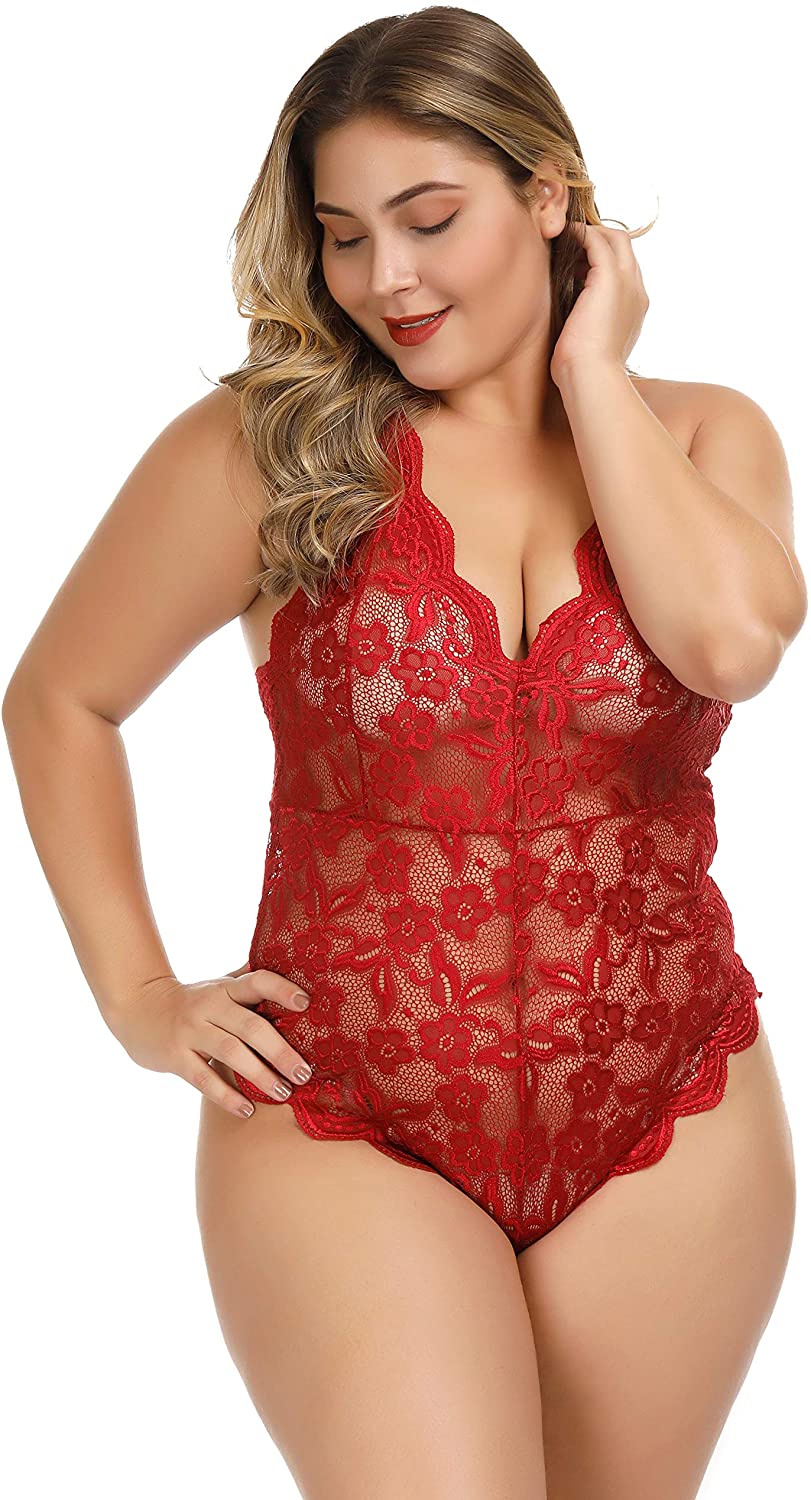 Price:$7.99 Womens Plus Size Lingerie Babydoll V-Nect Lace Mesh Chemise Sleepwear at Amazon Women’s Clothing store