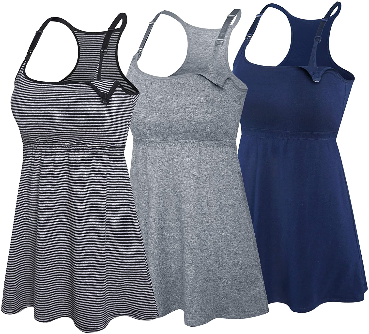 Price:$34.99 3PACK Maternity Nursing Tank Tops Built in Bra Breastfeeding Cami Clothes at Amazon Women’s Clothing store