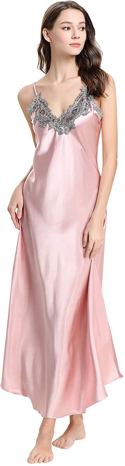 Price:$24.99 Women's Nightdress Lace Satin Nightgowns Sexy Lingerie Long Chemise Sleepwear : Clothing, Shoes & Jewelry