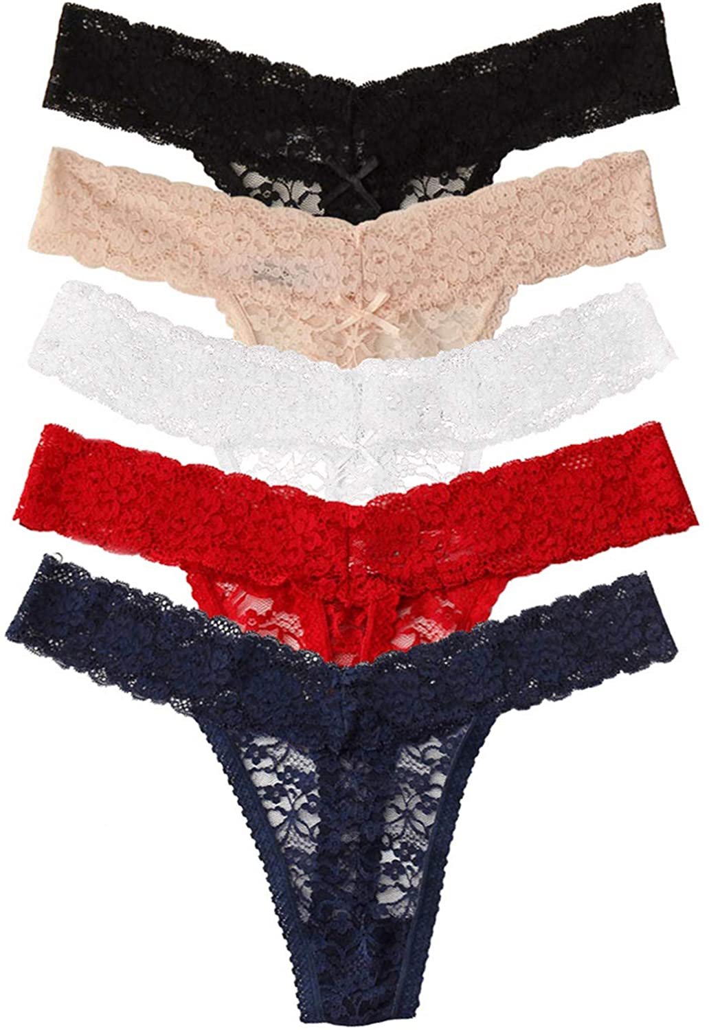 Price:$13.89 Women's Sexy Lace Cheeky Thong Underwear Plus Size Nylon Hipster See Through Panties Pack of 5 : Clothing, Shoes & Jewelry