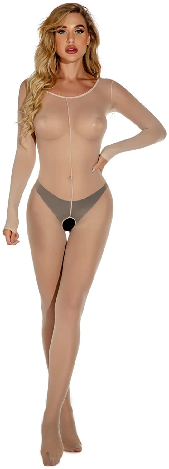 Price:$14.99 Women Sheer Mesh Bodysuit Transparent Underwear Long Sleeve Jumpsuit Lingerie Nightwear: Clothing, Shoes & Jewelry