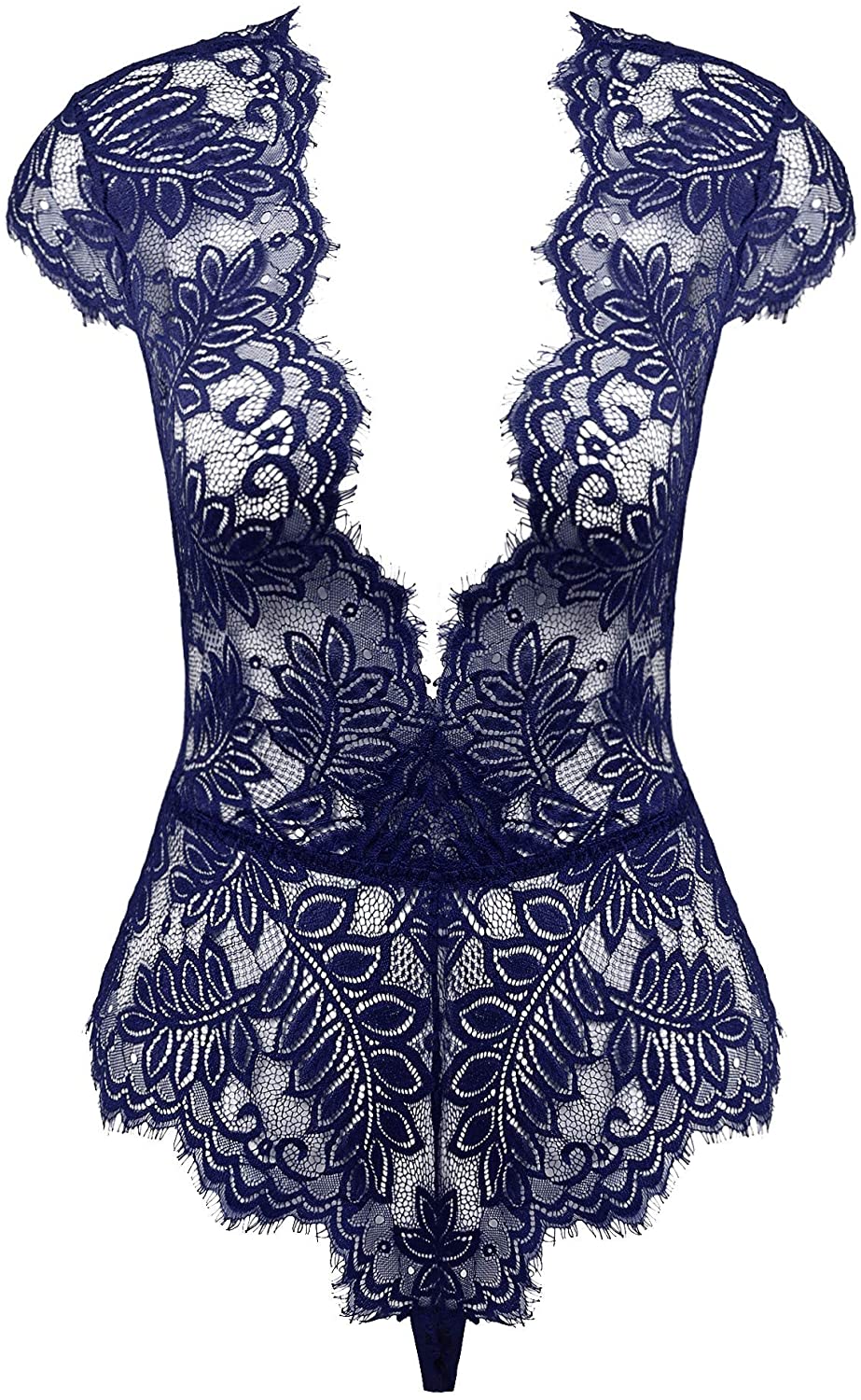 Price:$1.99 Womens Eyelash Lace Teddy Sexy Plunging One Piece Lingerie Small-3xl at Amazon Women’s Clothing store