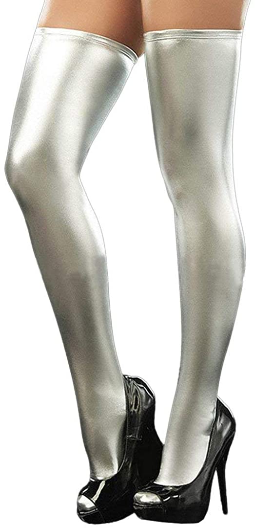 Price:$11.99 Womens Sexy Shaping Hosiery Tight Semi Lingerie Lycra Glitter Look Anti-skid Thigh Length Stockings Pantyhose: Clothing, Shoes & Jewelry