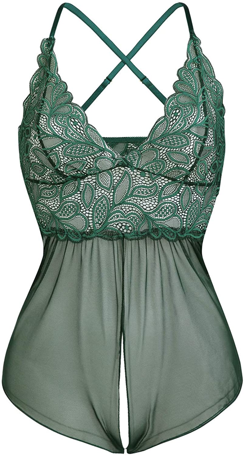 Price:$12.99 Women Lingerie One Piece Lace Bodysuit V Neck Teddy Babydoll (Blue XX-Large) at Amazon Women’s Clothing store