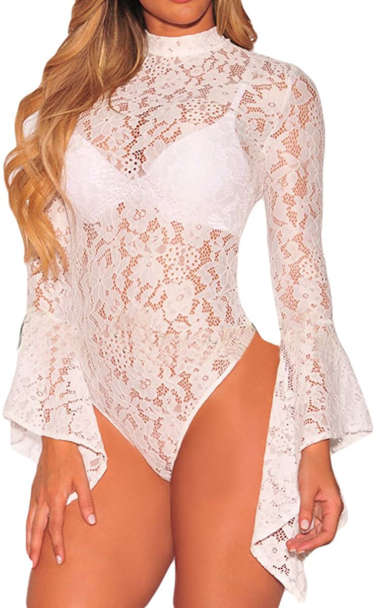 Price:$20.99 Sexy Lace Teddy Lingerie One Piece Babydoll Bodysuit Top, Black Sheer Lace Bodysuit Shapewear Clubwear Blouse at Amazon Women’s Clothing store