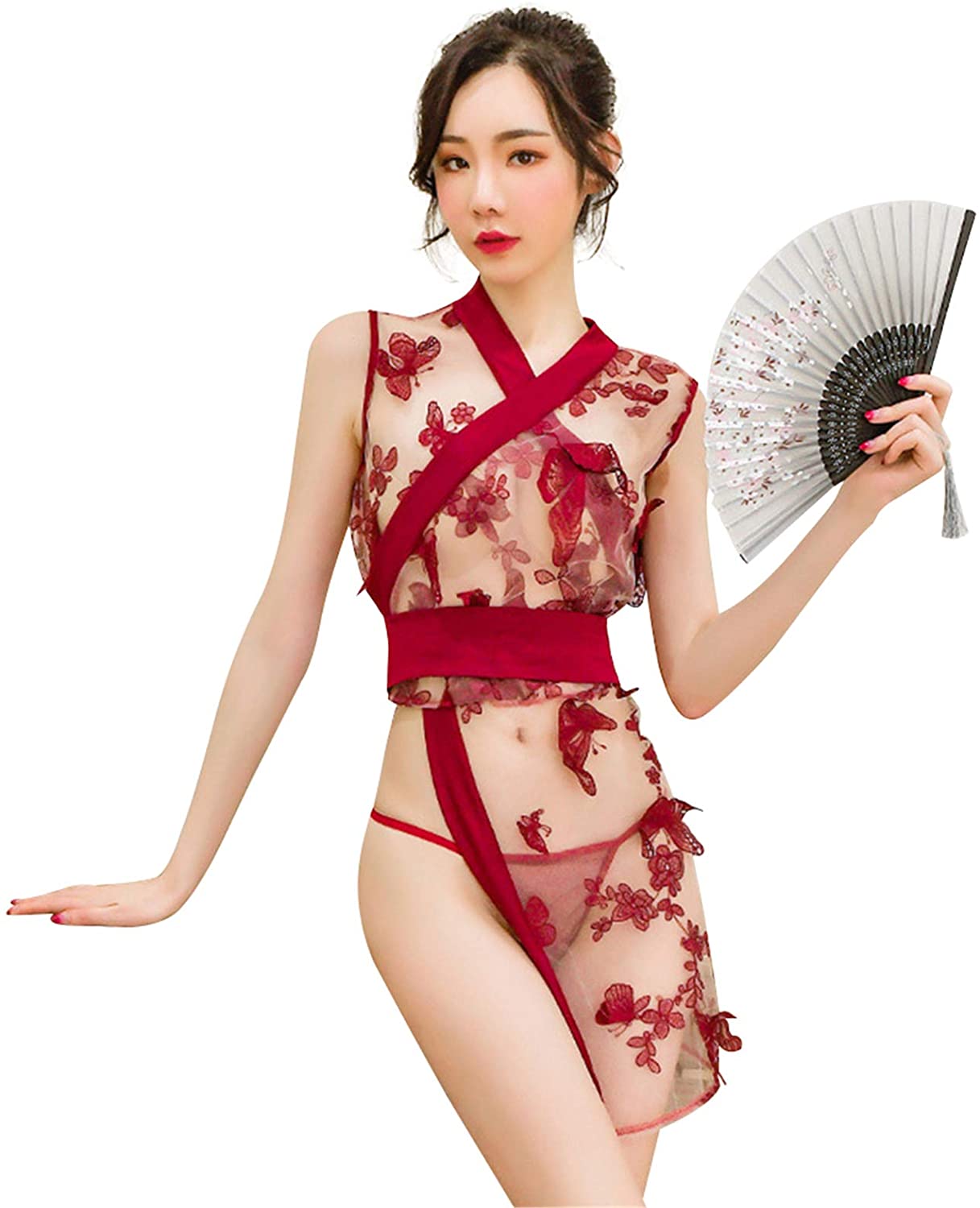 Price:$24.99 Cosplay Lingerie Sexy Cheongsam Costume Anime Mesh Babydoll Suit (Wine red) : Clothing, Shoes & Jewelry