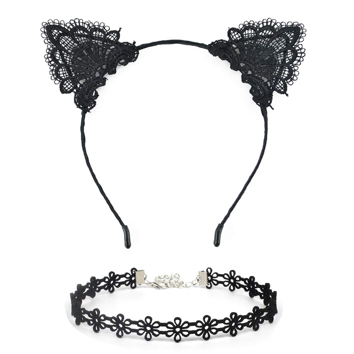 Price:$7.86 : 2PCS Black Sexy Lace Cat Ear Headbands & Lace collar for Birthday Party Gift Women Hoop Head Girls Sexy Ear Cat Hairband Headwear Hair Accessories : Beauty & Personal Care