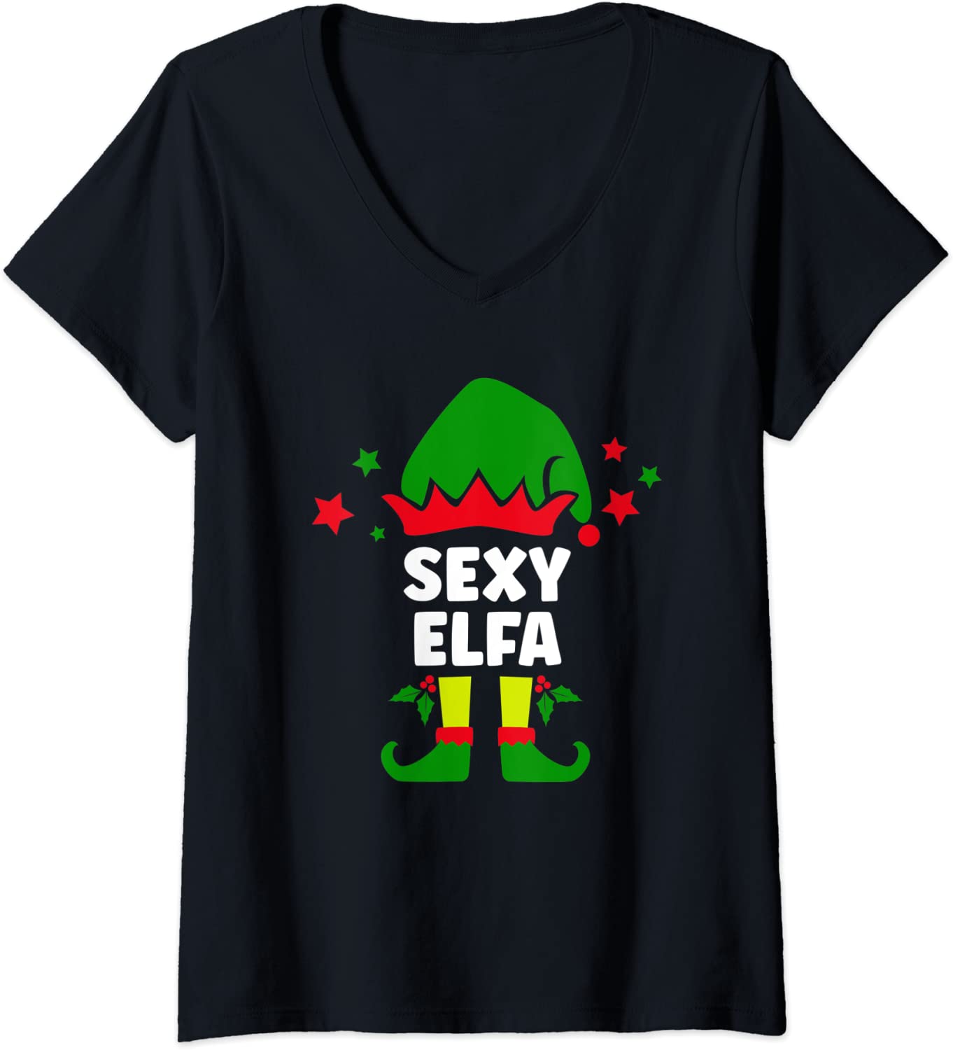 Price:$17.99 Sexy Elfa Funny Spanish Matching Christmas Elf Decorations V-Neck T-Shirt : Clothing, Shoes & Jewelry