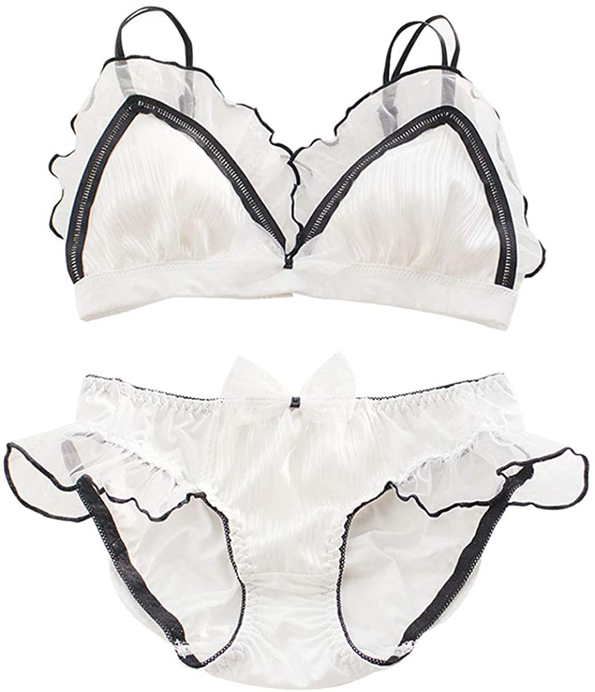 Price:$28.99 Cute Wire Free Chiffon Bra and Panty Set Lolita Japanese Anime Maid Cosplay Lingerie : Clothing, Shoes & Jewelry