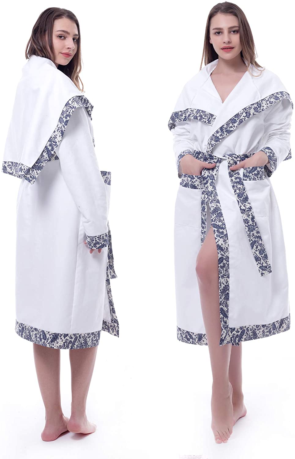 Price:$59.99 Women's Bathrobe| Shawl Cloak V-neck Knit Edging| Soft Warm Robe Shower Towel Robe at Amazon Women’s Clothing store