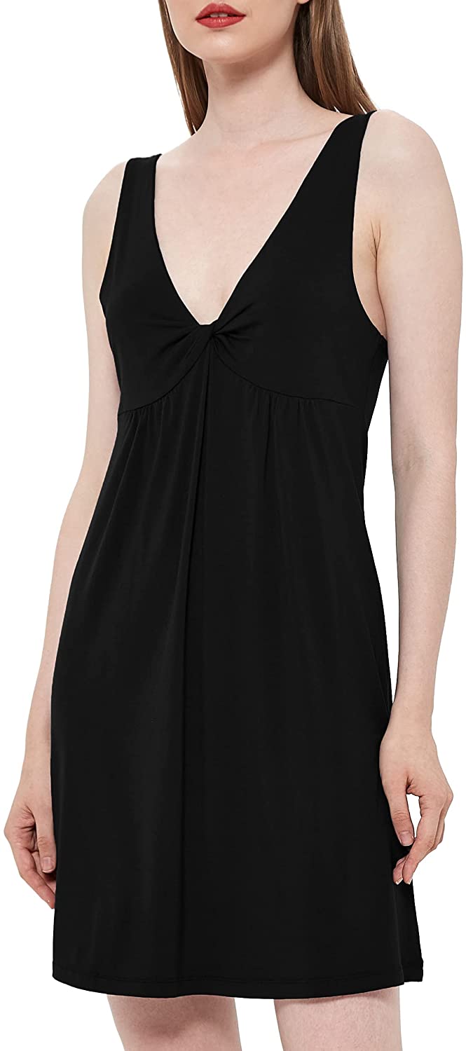 Price:$21.99 Women's Chemise Nightgown Full Slips Soft Bamboo Sleepwear V Neck Nightwear Sexy Lingerie Night Dress at Amazon Women’s Clothing store