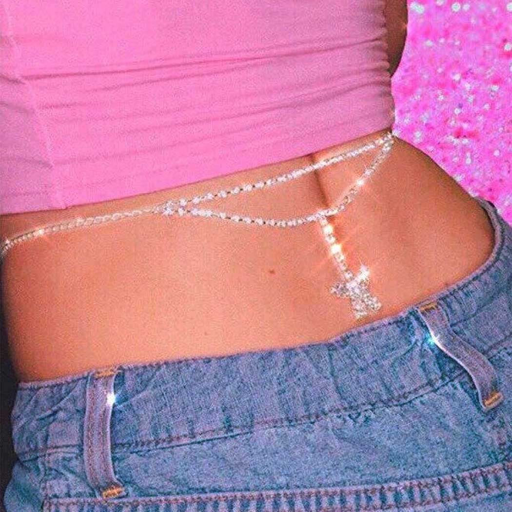 Price:$8.66 Crystal Belly Waist Chain Butterfly Belly Chain Rhinestone Body Chain Silver Body Chain Rave Body Jewelry Club Belly Accessories for Women Sexy : Clothing, Shoes & Jewelry