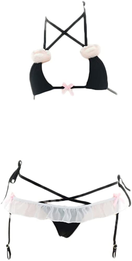 Price:$15.99 Cat Cosplay Lingerie Costume Set Kawaii Kitten Anime Micro Bikini Cute Bra and Panty Japanese Lolita Underwear : Clothing, Shoes & Jewelry