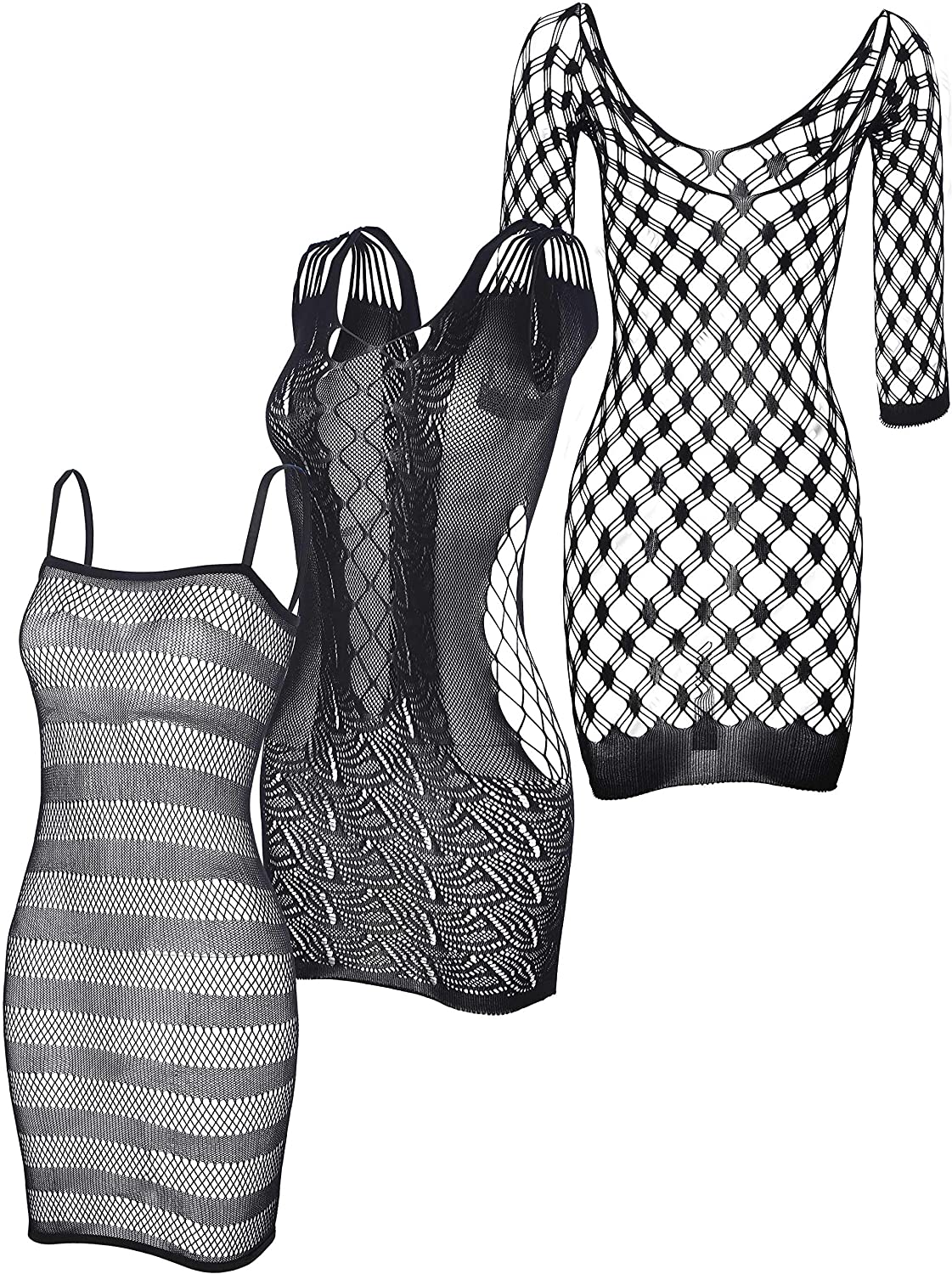 Price:$14.59 Pieces Fishnet Dresses Mesh Lingerie Fishnet Hollow Fishnet Sleepwear for Women Favor (Black): Clothing, Shoes & Jewelry
