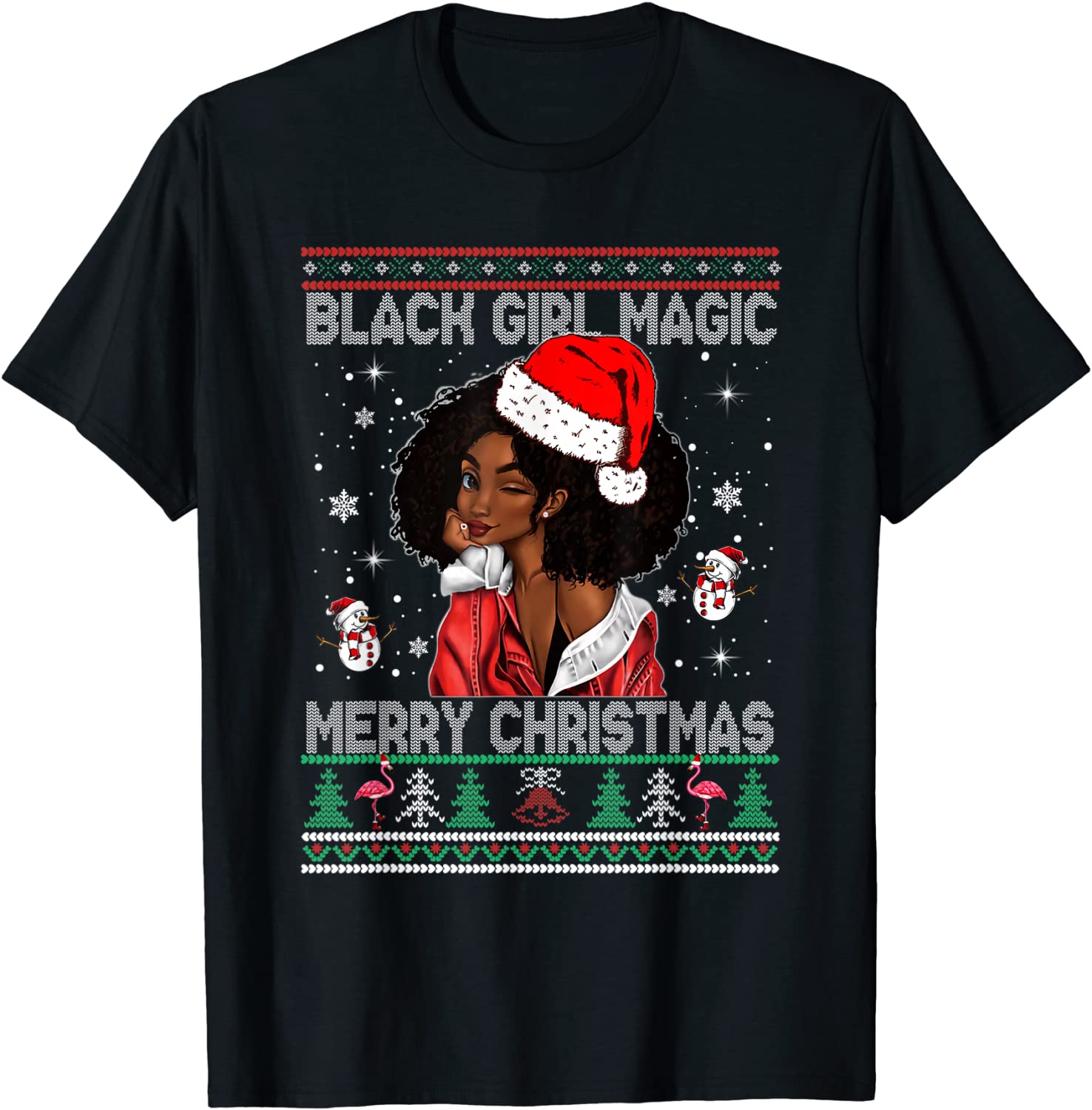 Price:$14.99 Girl Magic Christmas Santa Melanin African American T-Shirt : Clothing, Shoes & Jewelry