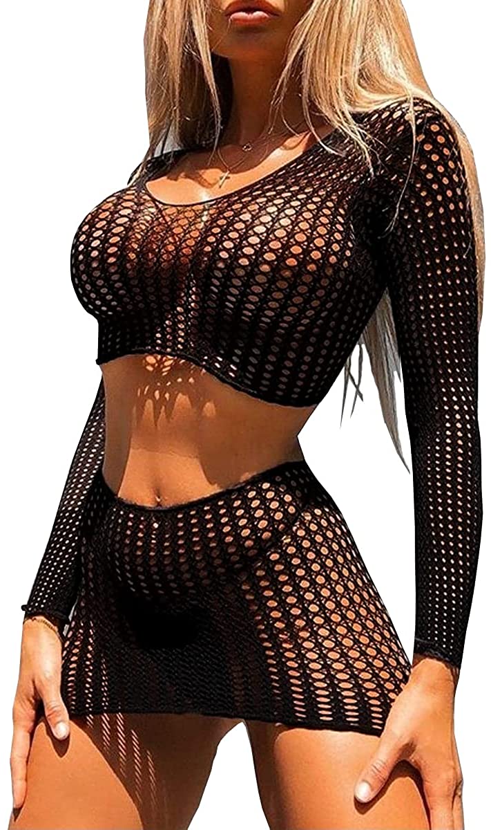Price:$13.98 Womens Lingerie Fishnet BabyDoll Bodysuit Mini Dress Set One Size (Black,Type 2) : Clothing, Shoes & Jewelry