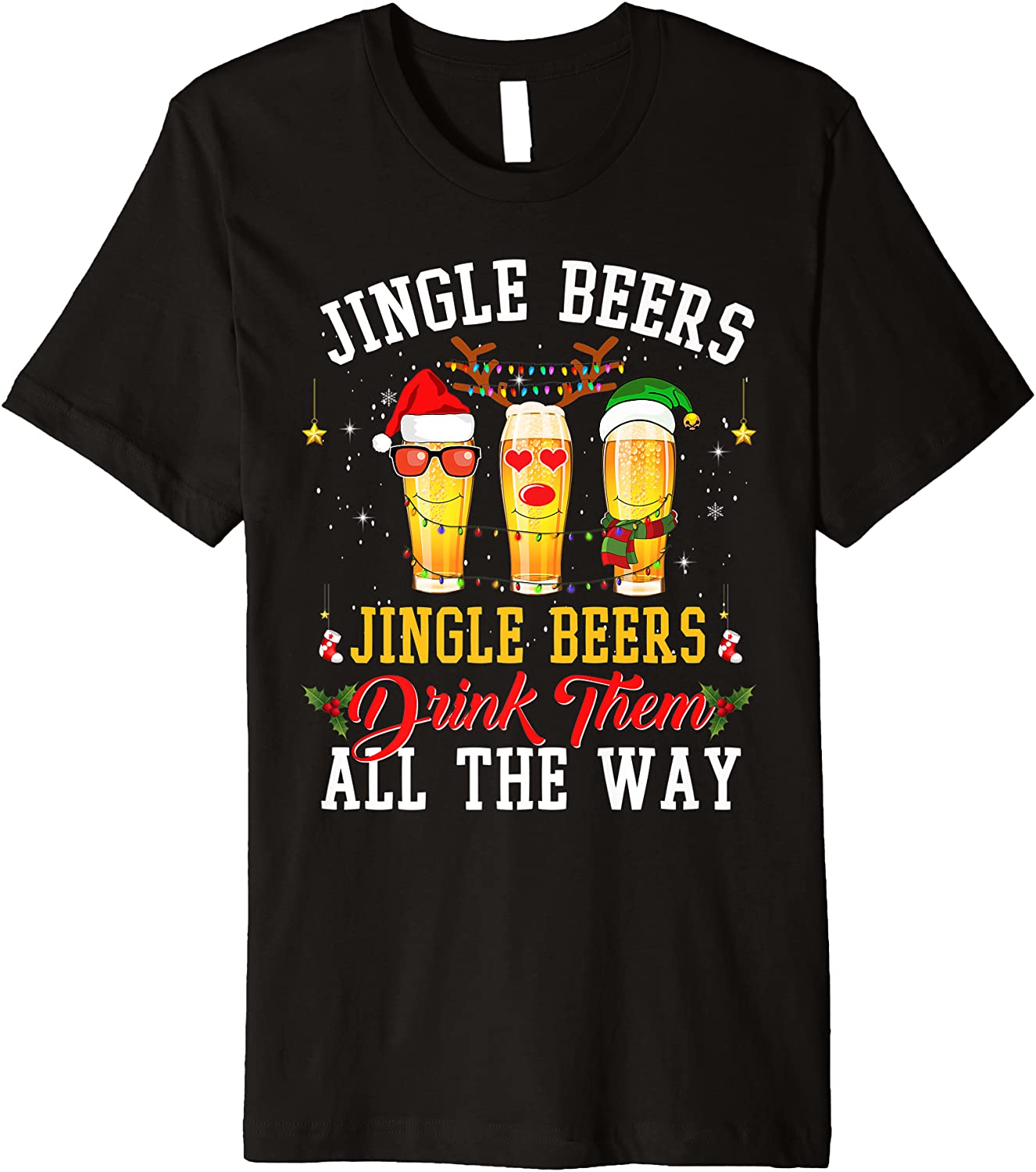 Price:$15.99 Beers Drink Them All The Way Funny Drinking Christmas Premium T-Shirt : Clothing, Shoes & Jewelry