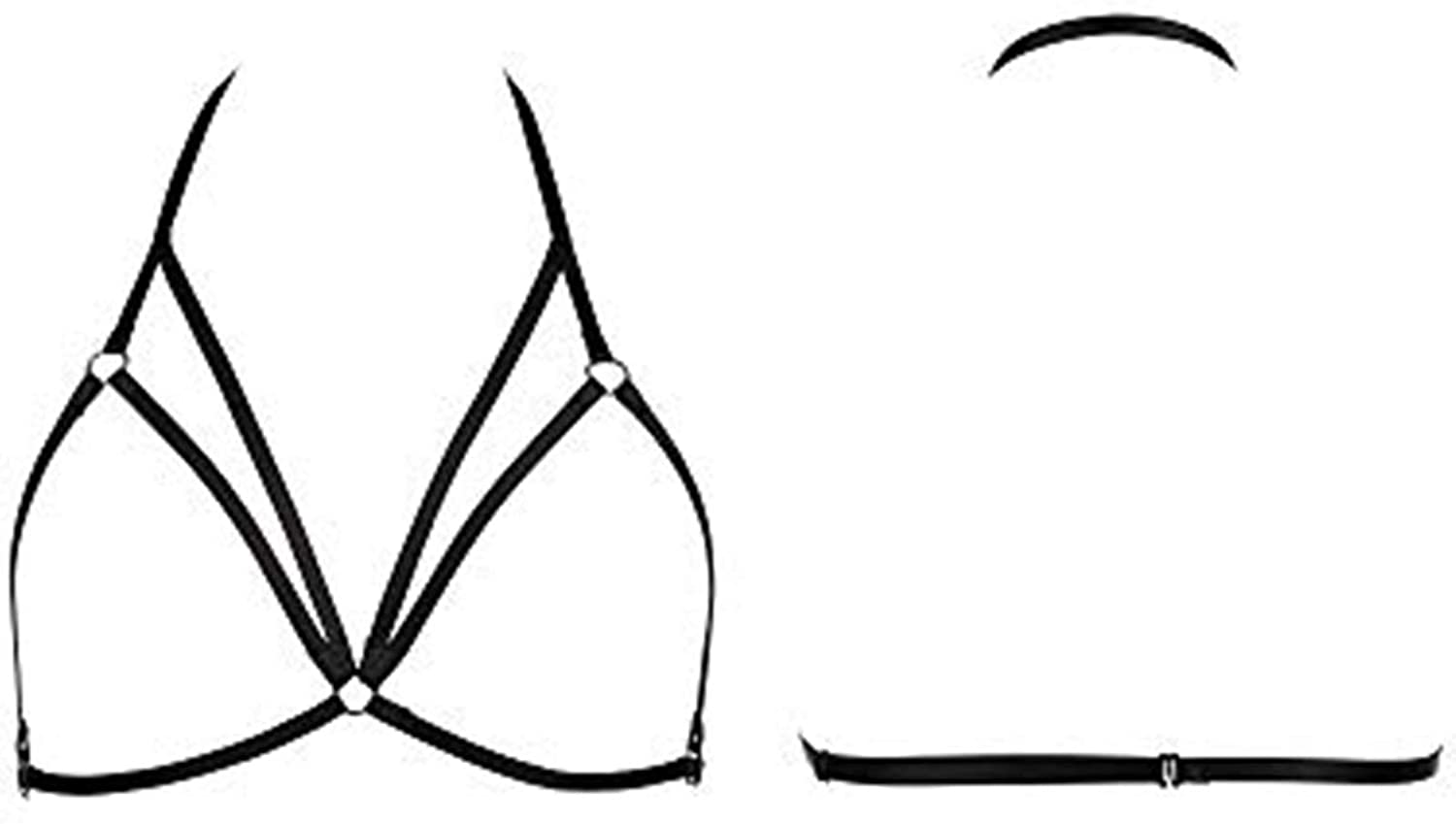 Price:$10.59 Harness Lingerie Bra Women Body Harness Elastic Cupless Cage Bra Adjustable for Photography Dance Apparel Festival Rave Hollow Out Strappy Crop Top Sexy Strap Belt Black: Clothing, Shoes & Jewelry