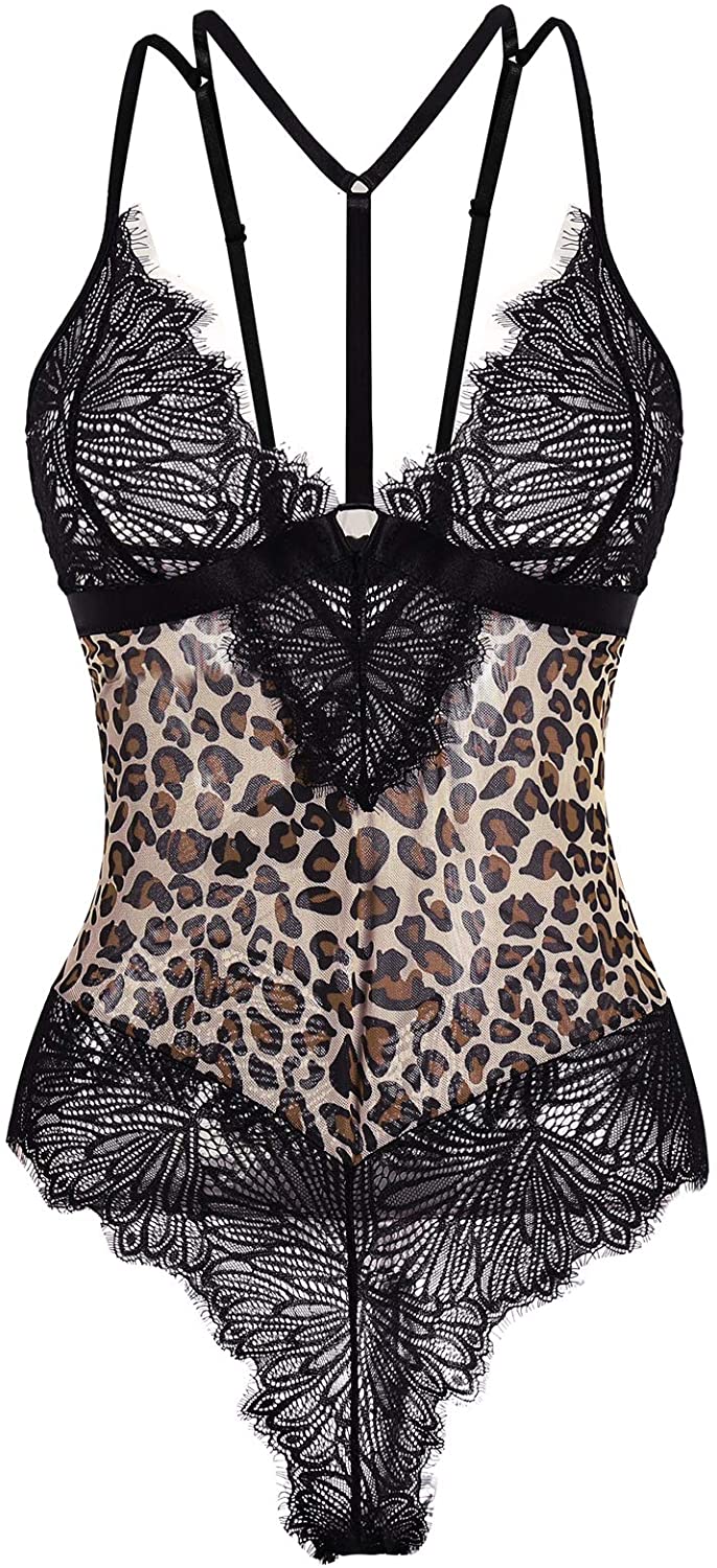 Price:$13.88 Sexy Plus Size Lace Bodysuit Teddy Lingerie Deep V Neck One Piece Babydoll Outfit at Amazon Women’s Clothing store