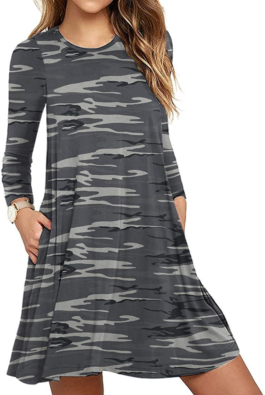Price:$8.49 Women's Long Sleeve Pocket Casual Loose T-Shirt Dress : Clothing, Shoes & Jewelry