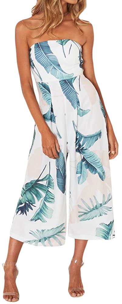 Price:$19.99 Women's Off Shoulder Print Casual Loose Fit Long Jumpsuit Rompers Playsuit : Clothing, Shoes & Jewelry