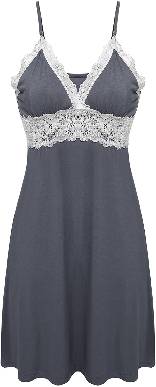 Price:$17.99 Sleepwear Womens Chemise Nightgown Full Slip Lace Lounge Dress at Amazon Women’s Clothing store