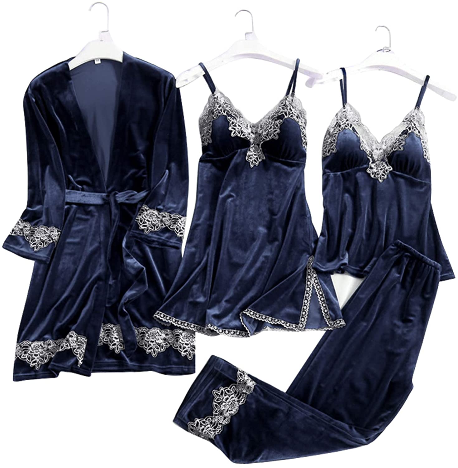 Price:$24.99 Sleepwear with Robe Set Lace Trim Pajamas Sexy Nightgown Lounge Nightwear Set : Clothing, Shoes & Jewelry