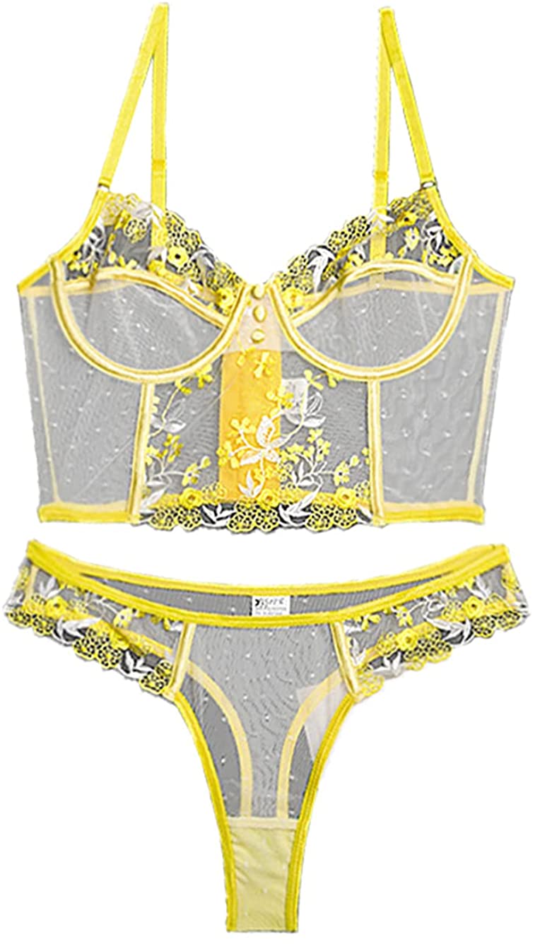 Price:$16.99 Floral Embroidered, Cami Top, Sheer Mesh, 2 Pieces Lingerie Set: Clothing, Shoes & Jewelry