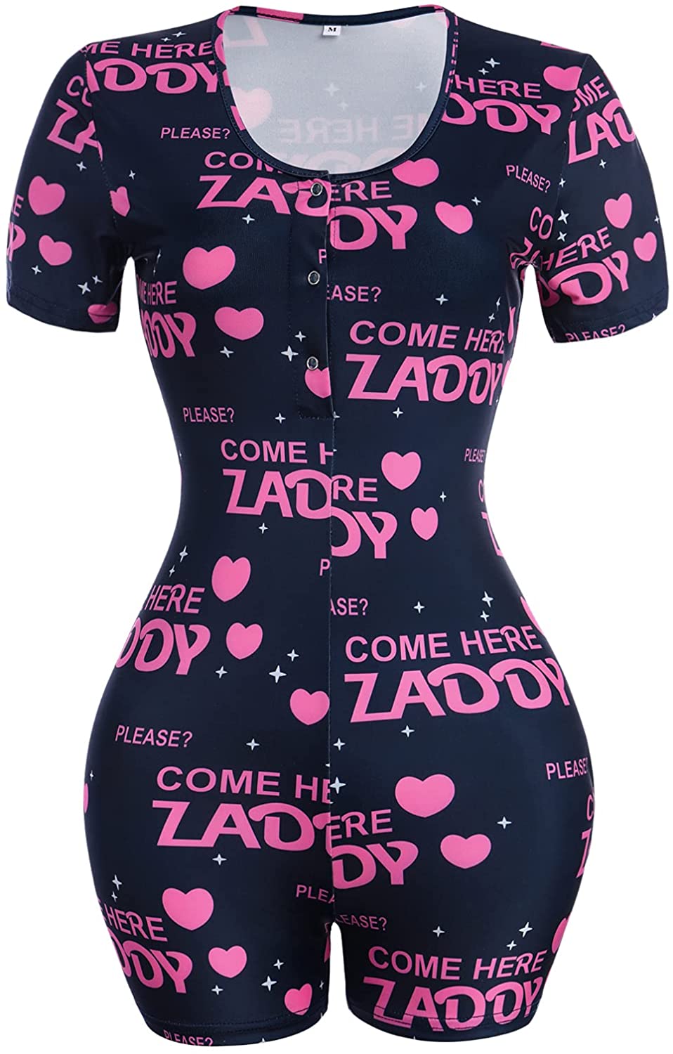 Price:$9.55 Sexy Pajama Romper Deep V Neck One Piece Bodysuit Cute Print Bodycon Jumpsuit Overall Valentine's Day Outfit : Clothing, Shoes & Jewelry
