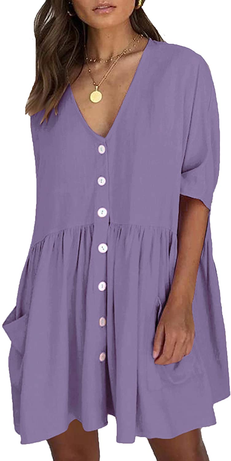 Price:$18.99 Agio Beach Swimsuit for Women Sleeve Coverups Bikini Cover Up Shirt Button Pocket Down Light Purple at Amazon Women’s Clothing store