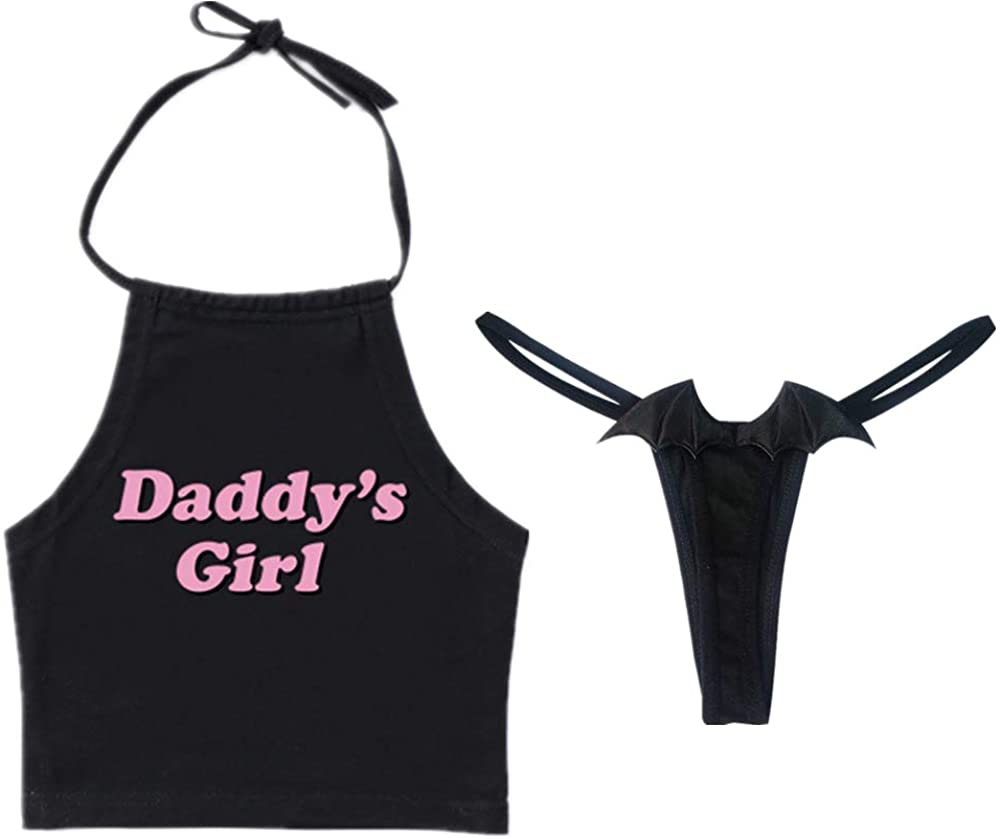 Price:$19.99 Womens Sexy Crop Tops Lingerie with Devil Angel Wings Thongs Adult Cosplay Bra and Panty Set (Black): Clothing, Shoes & Jewelry