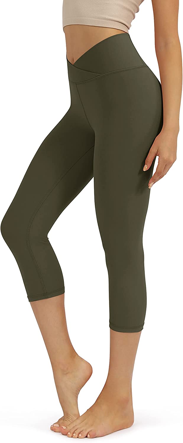 Price:$19.98 Women's Cross Waist Yoga Leggings with Pocket, Workout Running Tights Gym Athletic Leggings at Amazon Women’s Clothing store