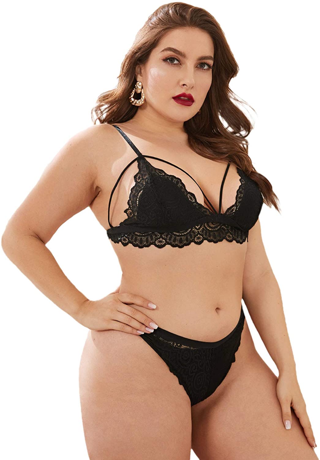 Price:$17.99 Women's Plus Size Plus Size Lace Trim Bra and Panty Lingerie Set Lime Green | Amazon.com