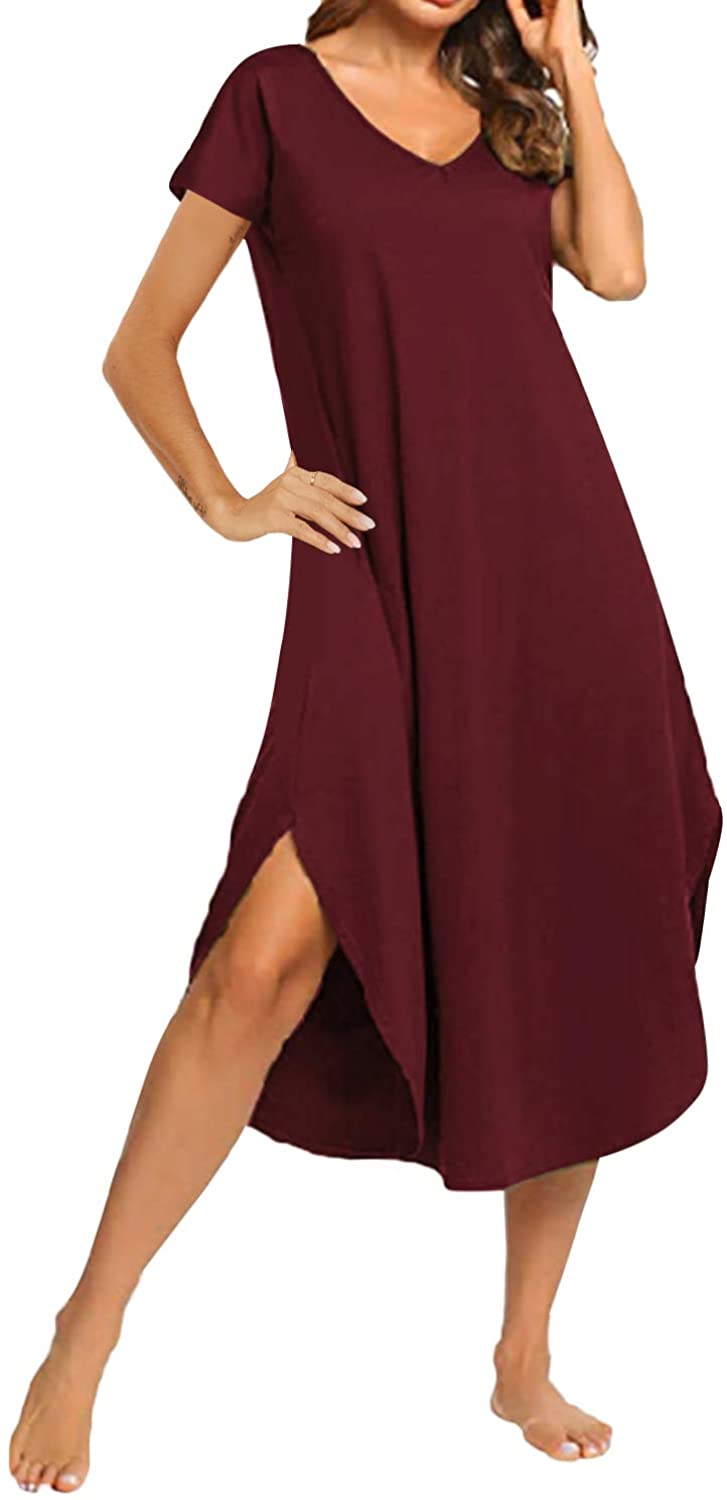 Price:$23.99 Nightgowns for Women Long/Short Sleeve Full Length Sleepshirts Soft Pajama Dress Nightshirt Casual Midi Dress : Clothing, Shoes & Jewelry