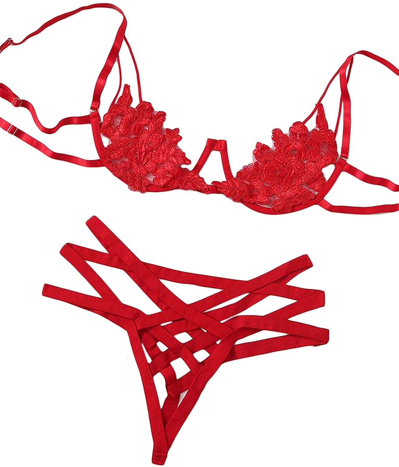 Price:$16.99 Women's Floral Cut Out Lingerie Bra and Panty Set Lace Sexy Two Piece: Clothing, Shoes & Jewelry