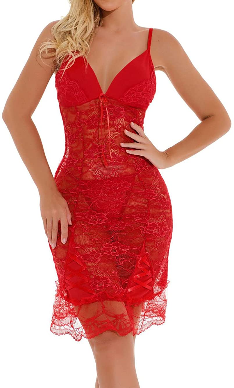 Price:$16.99 Sheer Floral Lace, Full Irregular Hem, G String, 2 Pieces Babydoll: Clothing, Shoes & Jewelry