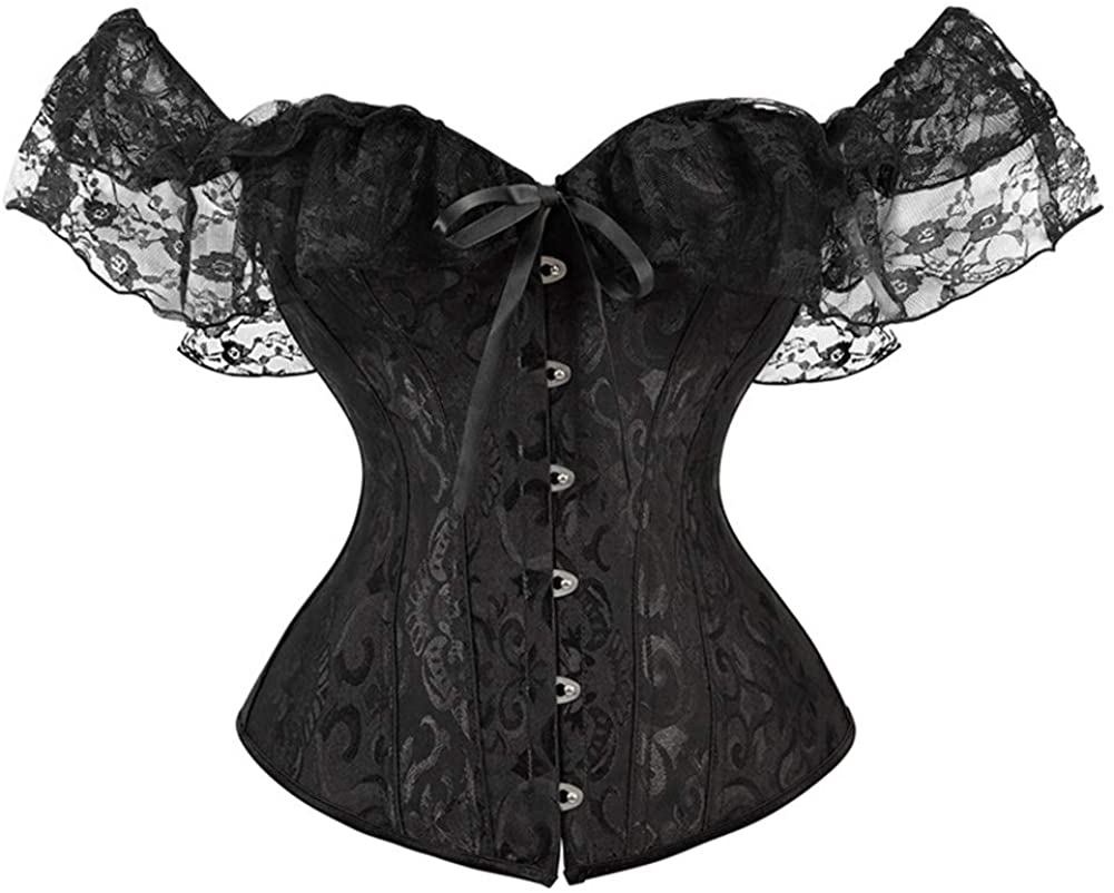 Price:$19.99 for Women Lace Short Sleeves Corset Top Sexy Bustier Lingerie Waist Cincher Costume Tops: Clothing, Shoes & Jewelry