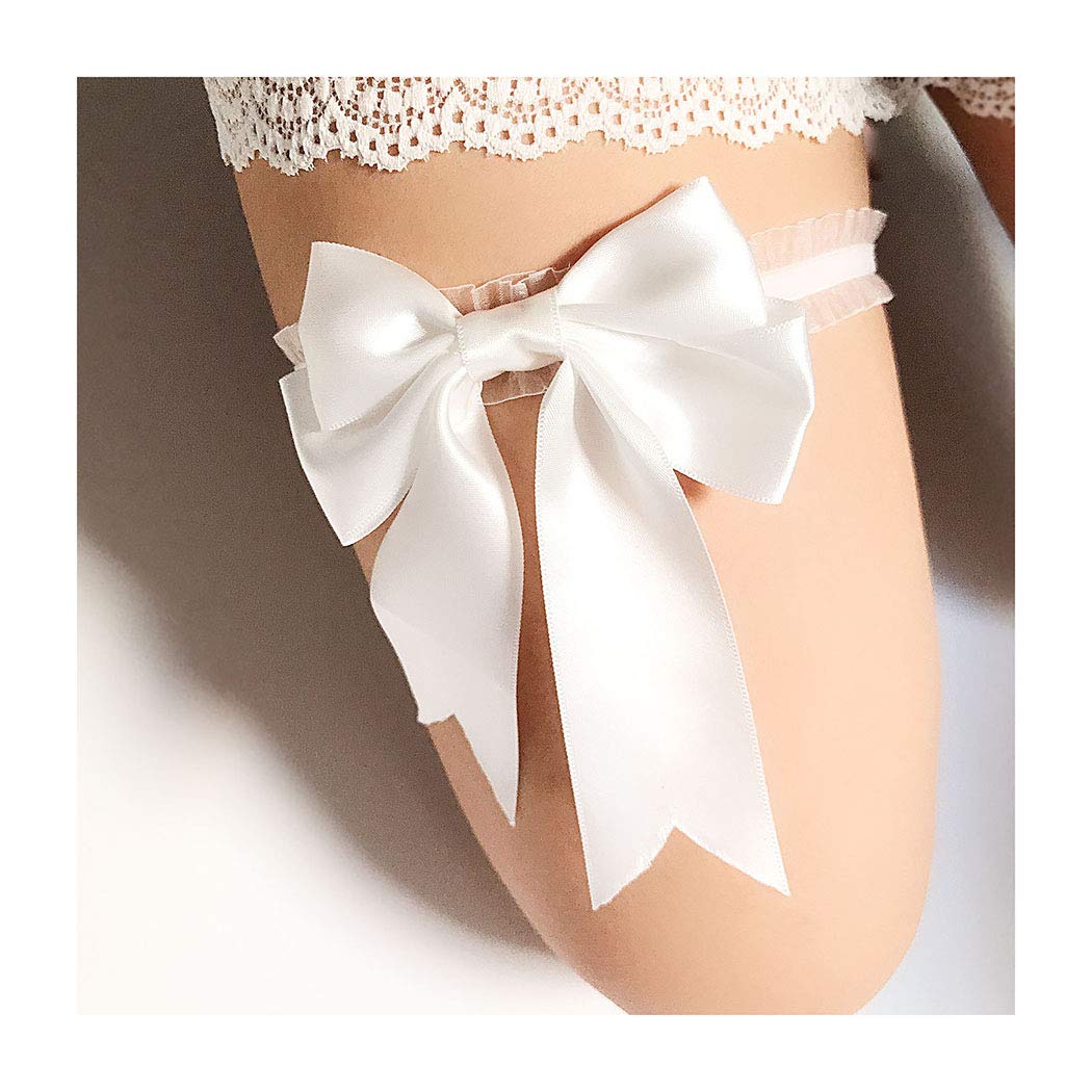 Price:$8.99 Sexy Wedding Garter Belt White Bridal Satin Bow Tie Garters Big Bow Knot Ribbon Leg Garter Foot Ring for Women and Girls (white) : Clothing, Shoes & Jewelry