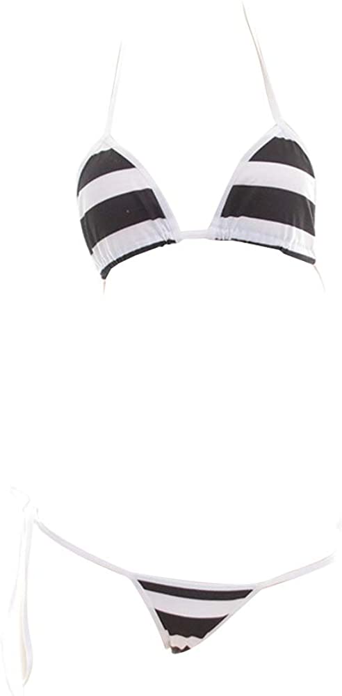 Price:$14.99 Micro Bikini Cute Stripe Cosplay Lingerie Set Anime Babydoll Thong Bikini Black: Clothing, Shoes & Jewelry