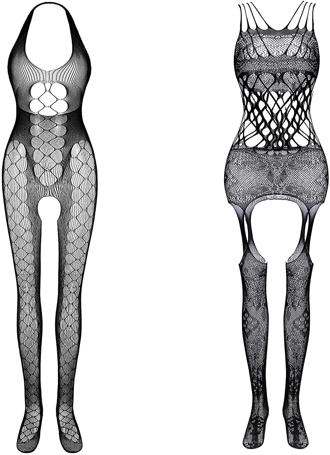 Price:$10.99 Two-piece Ladies Fishnet Underwear Set Seamless Bodysuit Stockings Sexy Nightwear Nightdress (Type B, ONE SIZE): Clothing, Shoes & Jewelry