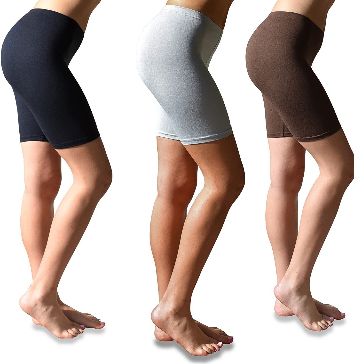 Price:$11.99 Basics Womens 3 Pack Buttery Soft Brushed Active Stretch Yoga Bike Short Boxer Briefs at Amazon Women’s Clothing store