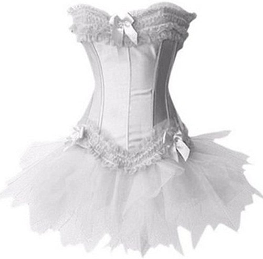 Price:$19.88 Halloween Sexy Lingerie Fashion Lace up Corset Bustier Tutu Petticoat Skirt at Amazon Women’s Clothing store