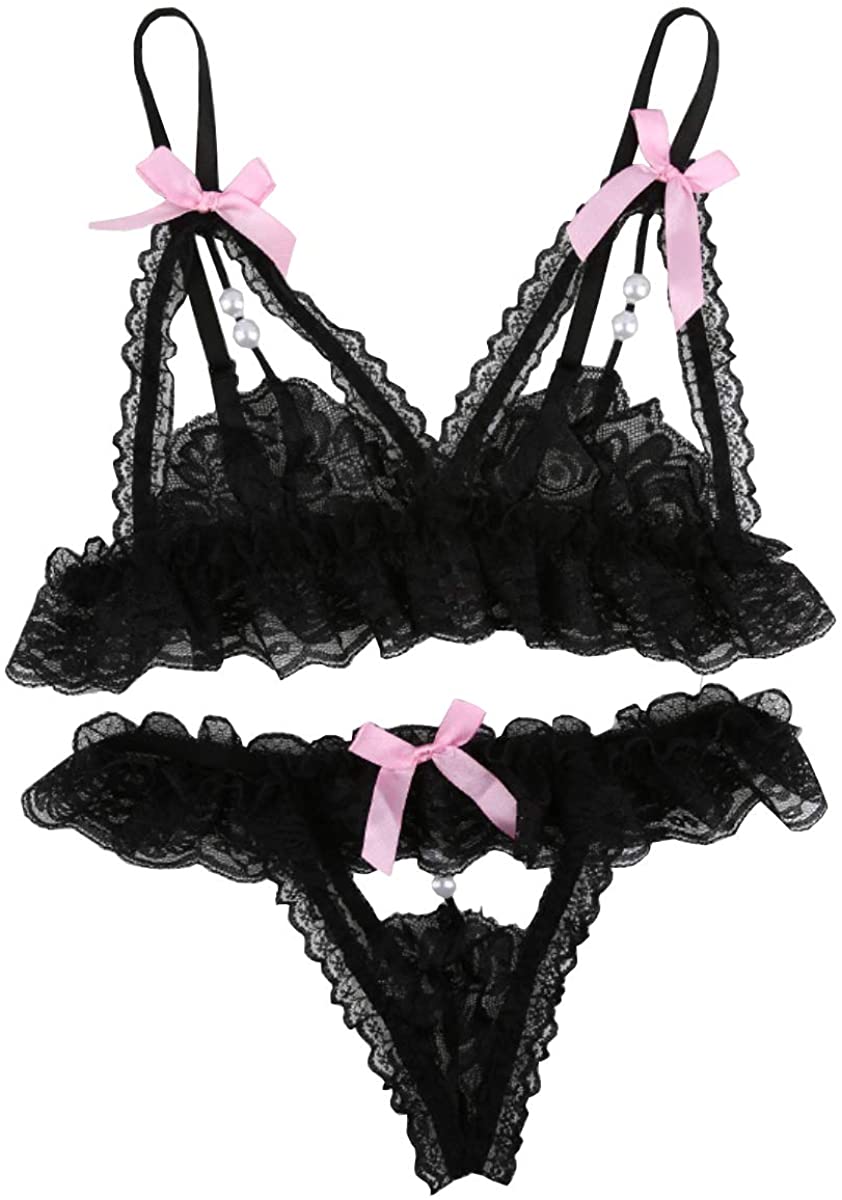 Price:$18.99 Sexy Lingerie Set Lace Teddy Babydoll Lolita Cosplay Bikini Bra and Panty Set (Black): Clothing, Shoes & Jewelry