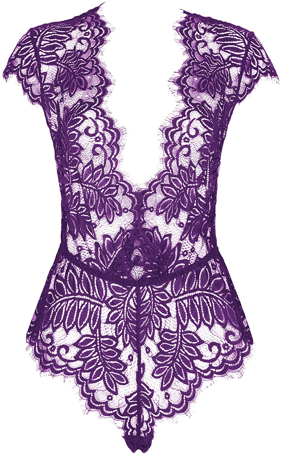Price:$13.99 Women's Lingerie Floral Lace Bodysuit Deep V Babydoll at Amazon Women’s Clothing store