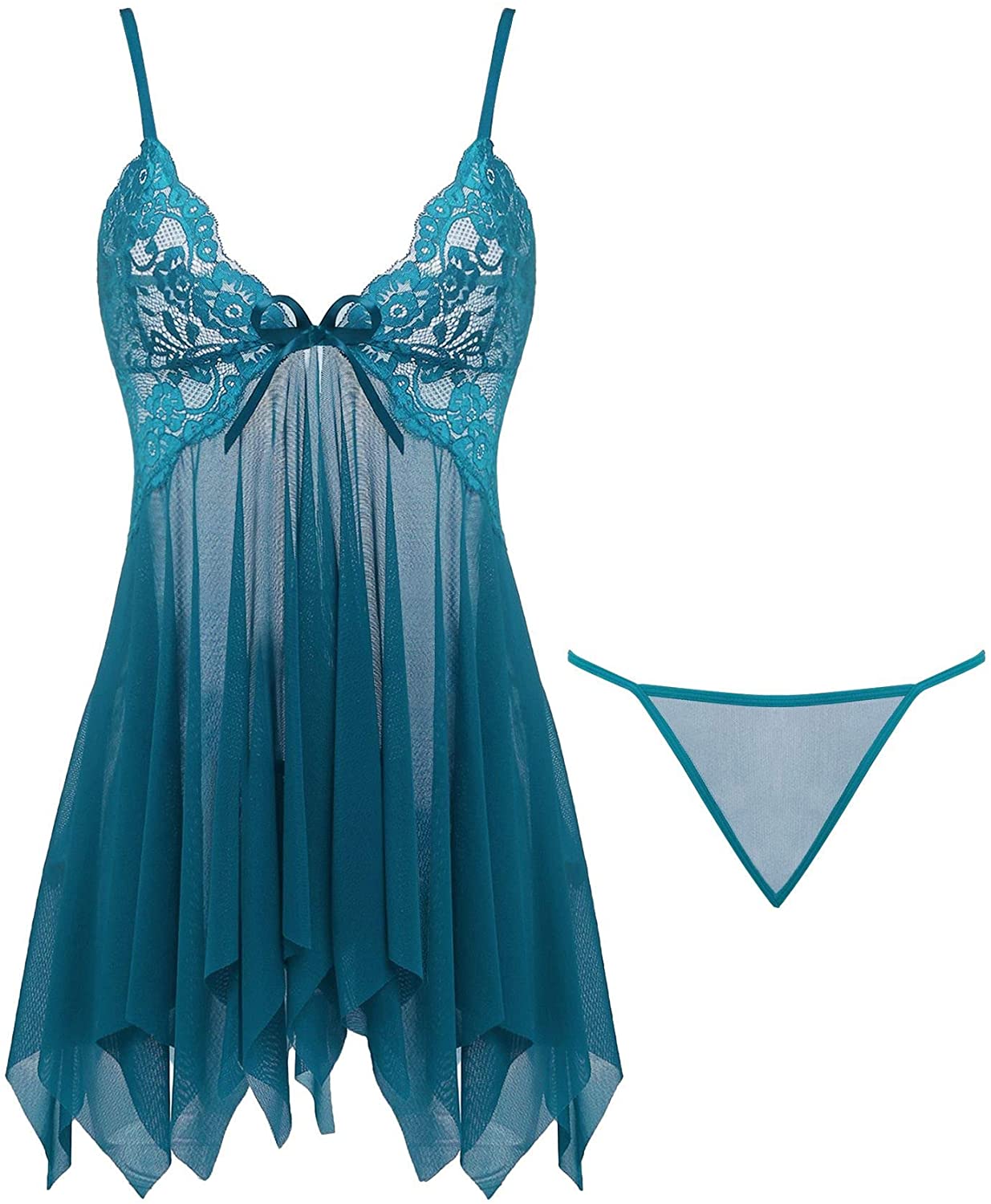Price:$18.99 Womens Sexy Lace Babydoll Lingerie Open Front Nightie Outfits at Amazon Women’s Clothing store