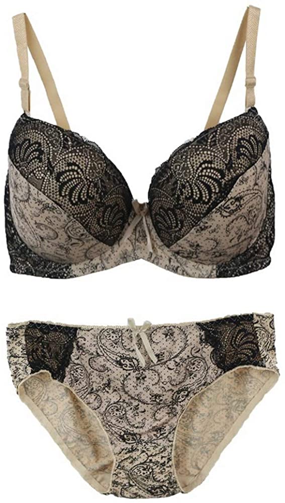Price:$6.77 Women's Comfortable Push Up Embroidery Lace Bra and Panty Set Plus Size at Amazon Women’s Clothing store