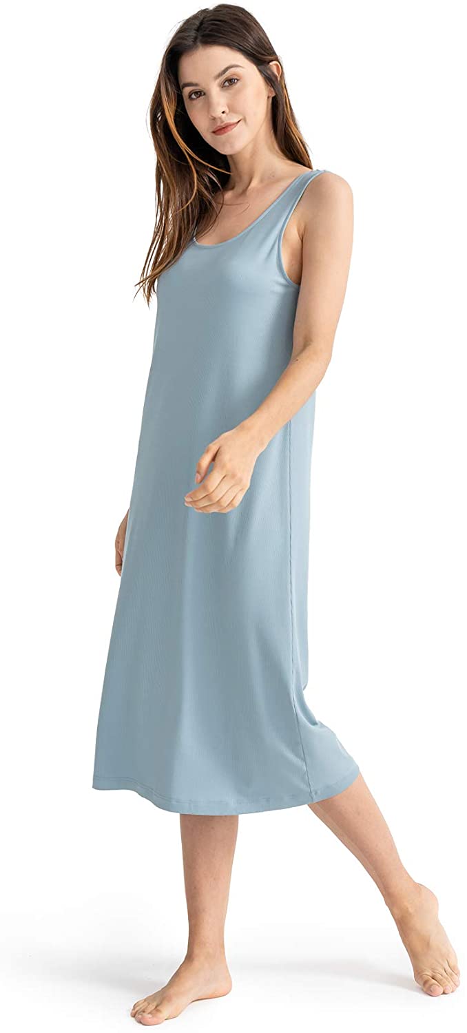 Price:$24.99 Women's Nightgown Long Nightshirt Modal Sleeveless Tank Nightdress Sexy Negligees Lingerie Full Slip Sleepwear S-XL at Amazon Women’s Clothing store