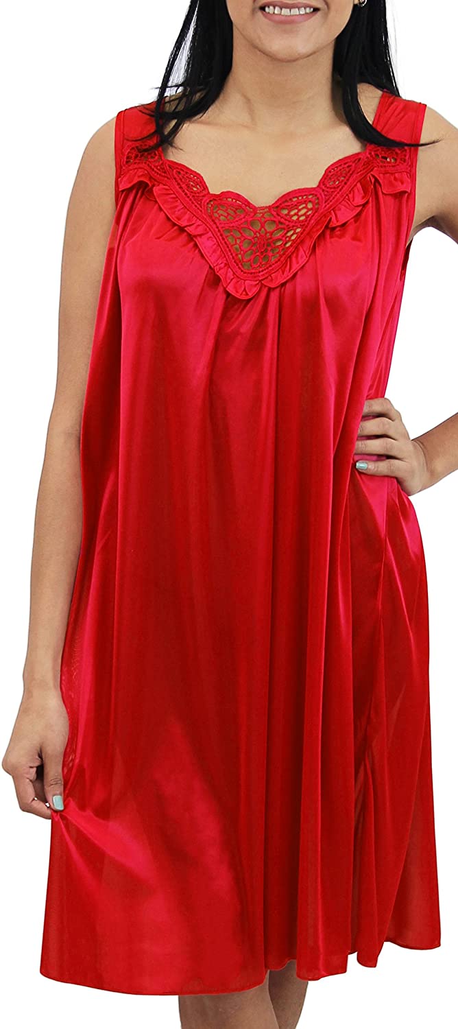 Price:$16.97 Womens' Silky Looking Embroidered Nightgown 06N at Amazon Women’s Clothing store